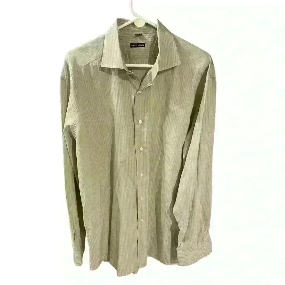 Bergdorf Goodman Tailored Fit Casual Button Down Shirt Striped, size XXL